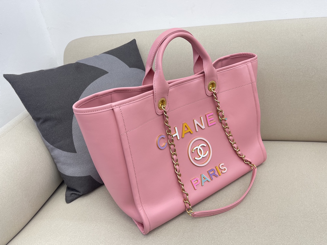 Calfskin Large Shopping Shoulder Bag Tote Bag A66941 Pink